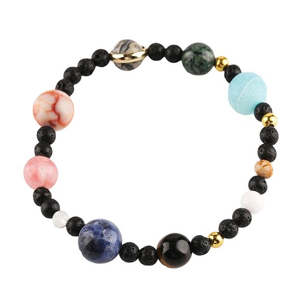 

fashion universe galaxy eight planets solar system guardian star natural stone beads bracelet 1pcs, Black