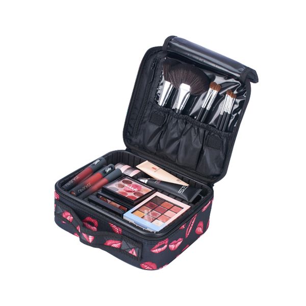 

women travel makeup box beautician travel toiletry wash suitcase female cosmetic lipstick eyelash brush make up case accessories