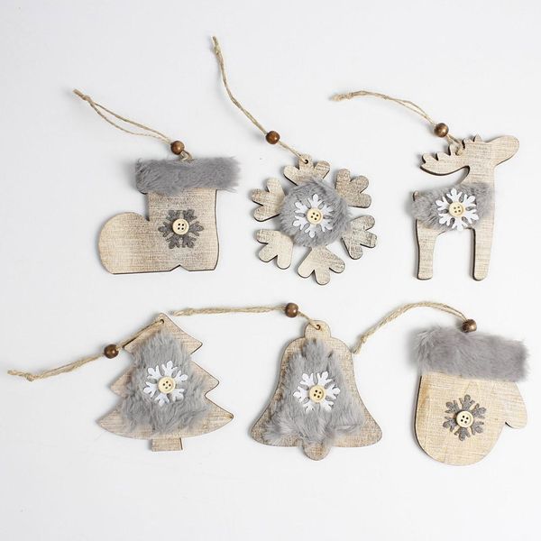 

christmas tree star bell hats wooden plush hanging pendant christmas tree decoration supplies for kids gifts