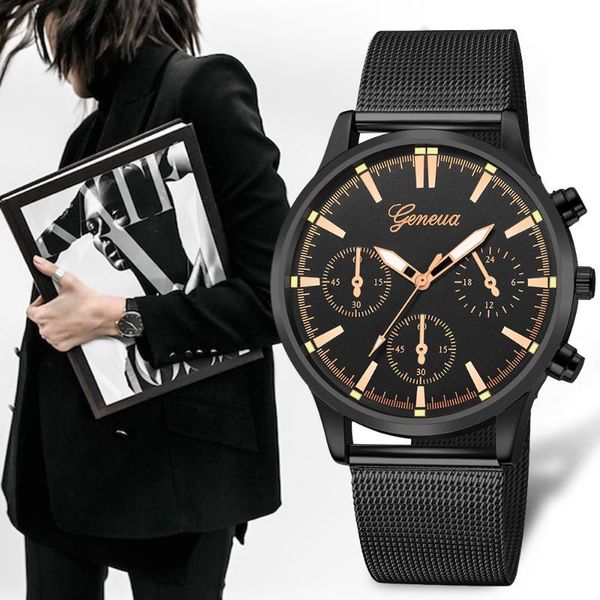 

stainless steel analog quartz analog wrist watch women watchband geneva classic luxury quartz clock ladies watch, Slivery;brown