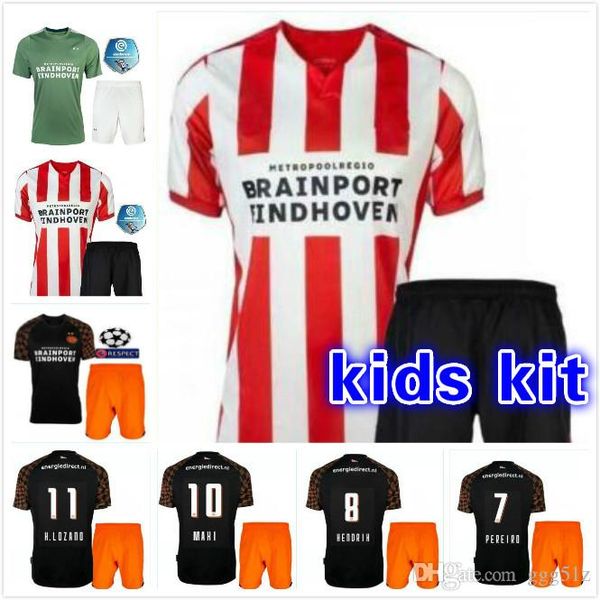 

kids kit 19 20 psv eindhoven soccer jersey home away 3rd 2019 2020 h.lozano maxi pereiro .de jong 2019 home boy set jersey football shirts, Black;yellow