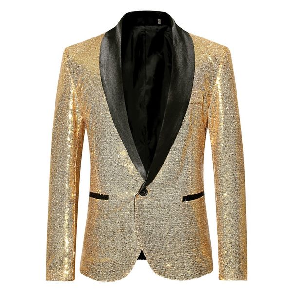 Новейшая мода Men Gold Seerfins Blazer Shaw