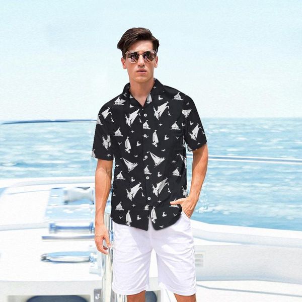 

summer hawaiian shirt mens short sleeve shirts beach hawaiian short shirts casual floral mens clothing fashion male shirt, White;black