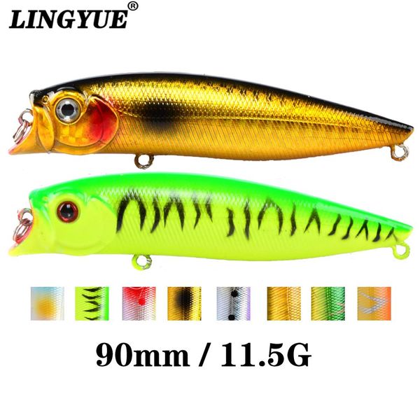 

1pcs рыболовных приманок высокого качества 9.2cm / 11.5g topwater поппер bait 5 цветов доступные bass crnakbait воблеры рыболовные снасти pe