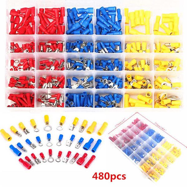 

wiring crimp connectors, insulated electrical connectors set includes ring bullet spade butt splice and piggy back 480pcs ing