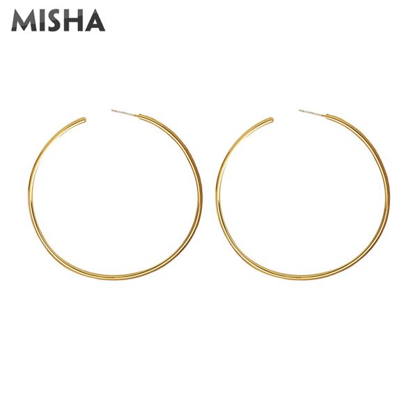 

misha hoop earrings for women plated handmade round vintage earrings charms jewelry for girls ladies gifts 0078, Golden;silver