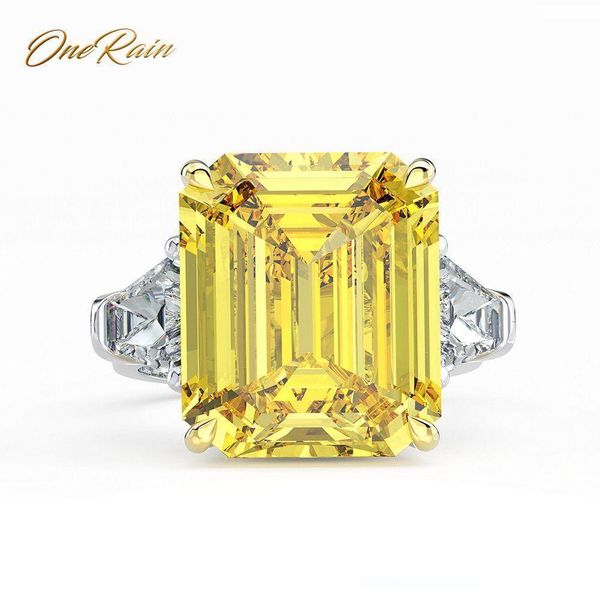 

onerain classic 100% 925 sterling silver 14 * 16 mm moissanite wedding engagement cocktail couple ring jewelry size 5-12 j 190430, Slivery;golden