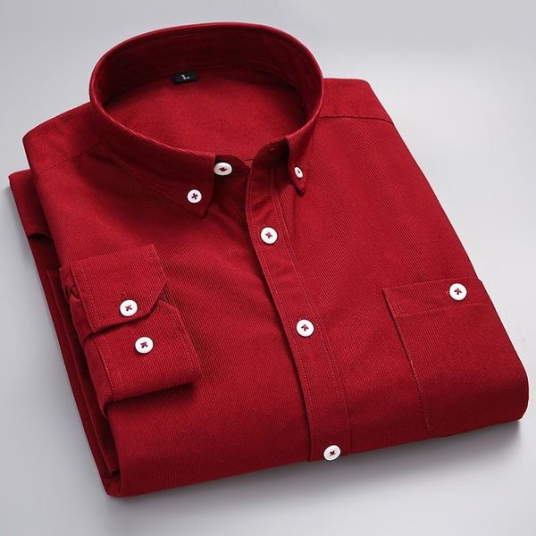 

men solid corduroy shirt spring autumn casual long sleeve shirt soft slim fit stylish brand man plus size blue black smart male, White;black