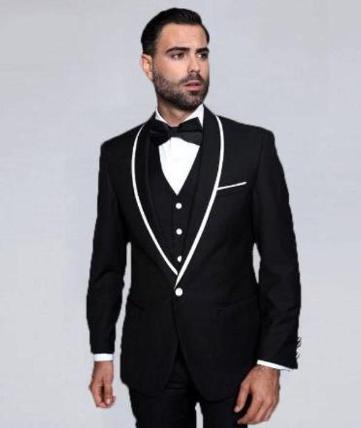 

tpsaade men's fashion one button blazer groom tuxedos shawl lapel groomsmen men blazers 3 pieces suits (jacket+pants+vest+tie, White;black