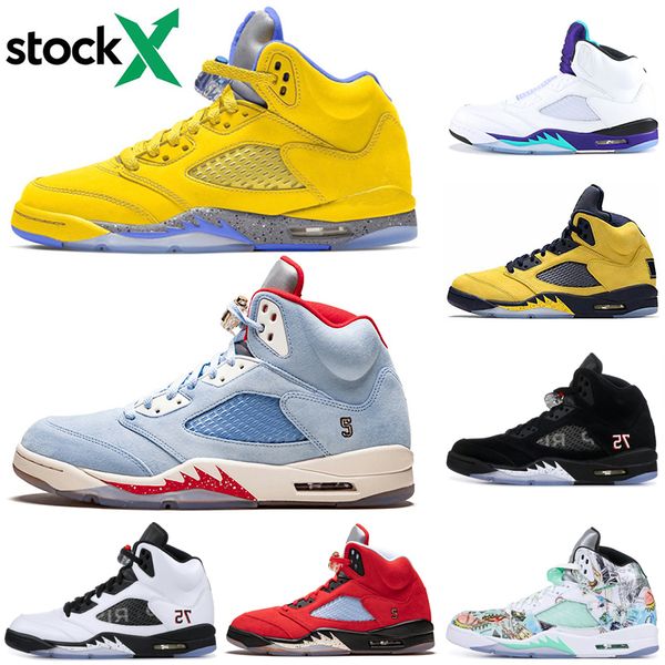 

stock x 5 5s men basketball shoes fab 5 sp michigan fire red metallic silver oreo mens sport designer shoes sneaker 7-13