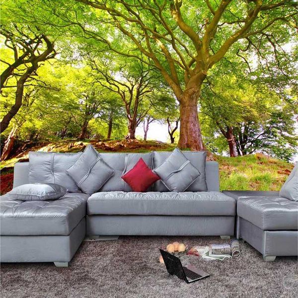 

dropship 3d обои природа пейзаж зеленый лес фото mural диван tv backdrop wall home decor экологичный обои m