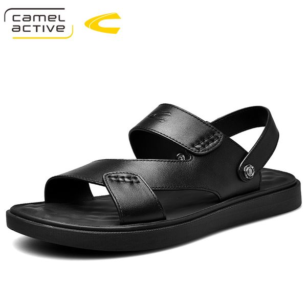 

camel active 2019 new summer genuine leather men sandals comfortable gladiator shoes fashion casual shoes 19368, Black