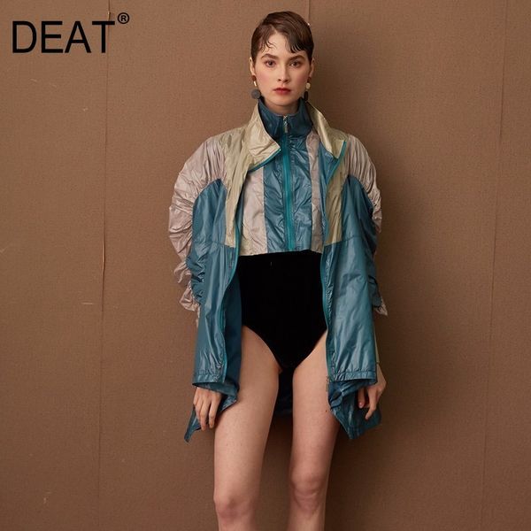 

deat] 2019 spring summer fashion long sleeve pockets zippers color patchwork loose big size turn-down collar women coat ra10, Black;brown