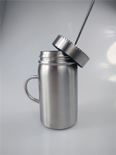 

17oz mason jar главная массажер с ручкой двухстенной из нержавеющей стали с кубками single layer крышкой для кофе, чай воды