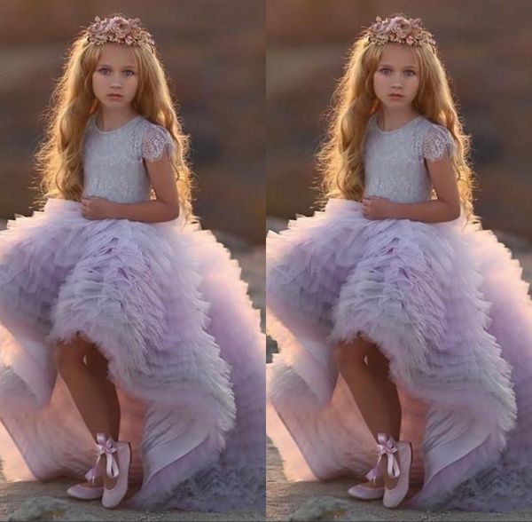 

fashion flower girl dress jewel neck sleeveless hi-lo dresses tulle 2020 colorful beautiful girl gowns, White;blue