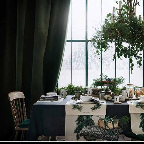 2019 2019 Autumn Retro Soft Velvet Curtains Forest European High