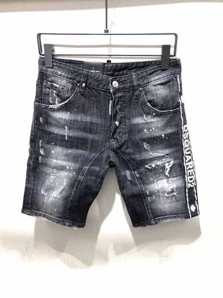 

Italian fa hion de ign d2 men rip torn riding denim hort lim monogrammed black motorcycle jean pant tyle per onality old jean tro
