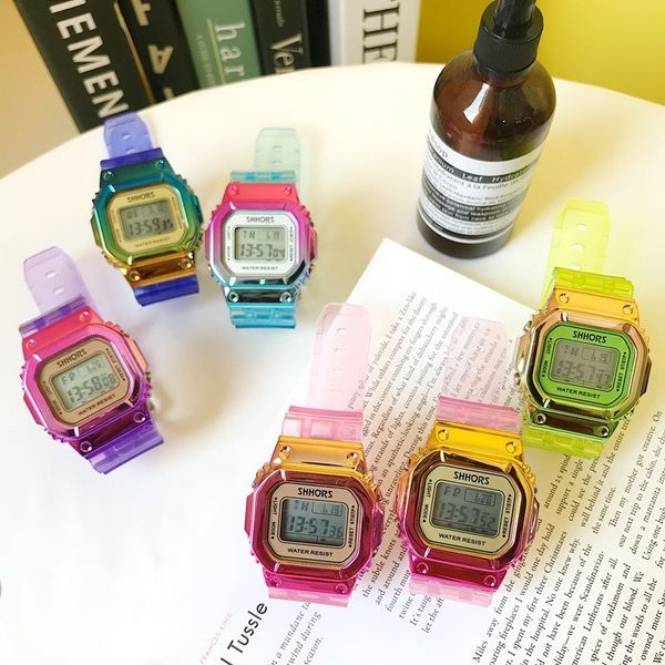 

2020 new kids watches cute boys girls digital led fashion sport watch children wristwatch waterproof gift time alarm men clock, Slivery;brown