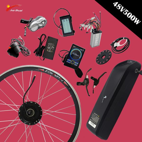 

48v500w electric bike conversion sam/lg 48v battery kit front wheel brushless gear motor for 26"700c ebike bicicleta