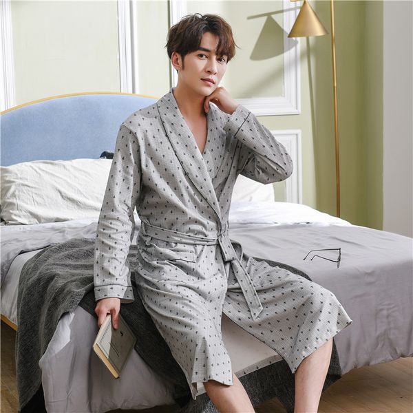 

men's pyjamas men long sleeve knit robe spring with dressing gown, Black;brown