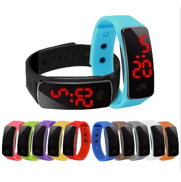 

wholesale new fashion sport led watches candy jelly men women silicone rubber touch screen digital watches bracelet wrist watch