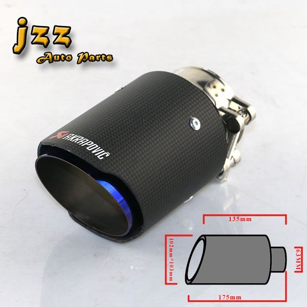 

jzz car exhaust tip matte carbon fiber auto tail pipe car stainless steel inside pipe for 2.5inch