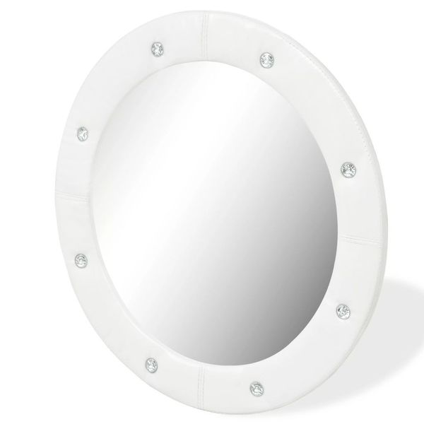 

glossy white 60cm synthetic leather wall mirror wall stickers