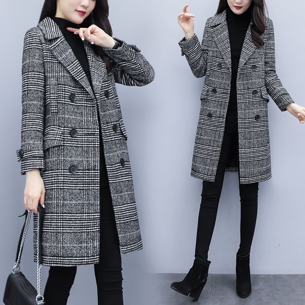 

2019 autumn and winter new ladies fashion loose thin thin long thick woolen coat, Black