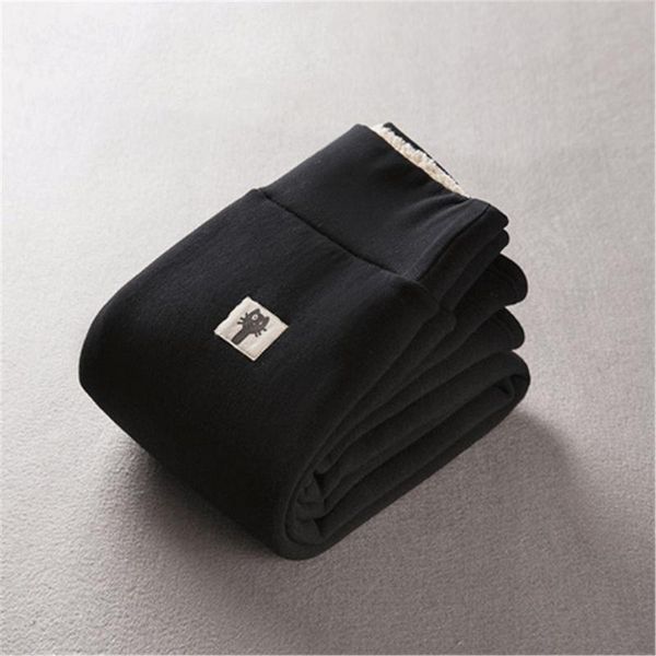 

теплые брюки зимние узкие толстые бархатные шерстяные флисовые леггинсы для девочек женские брюки из овечьей кожи кашемировые брюки для женщ, Black