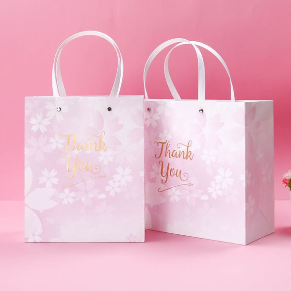 

thank you printed gift bags with handles flower pattern gift bags for wedding party birthday decoration event boutique supplies