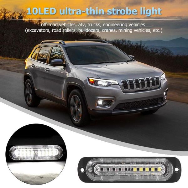 

1pc 9-30v waterproof ultra slim 10led car truck emergency warning hazard flash strobe light car lamp accessories