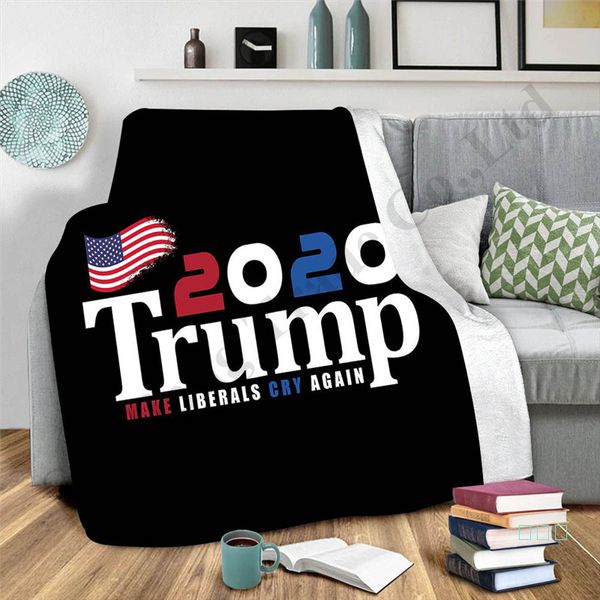 

трамп 2020 письма печати одеяла двойные слои мягкое одеяло детское пеленание одеяло бросить на кровать диван шаль взрослые дети плащ накидка