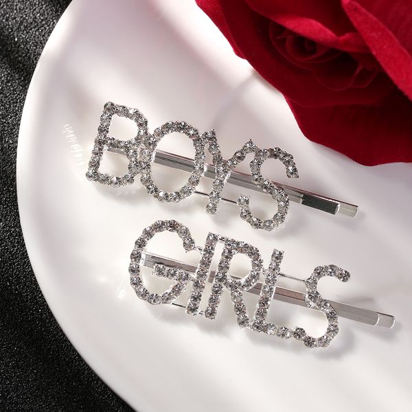 

crystal hairpins sexy/love/kiss/happy letter barrettes hairwear for women kid girls hair pins and clips headwear hair jewelry, Golden;white