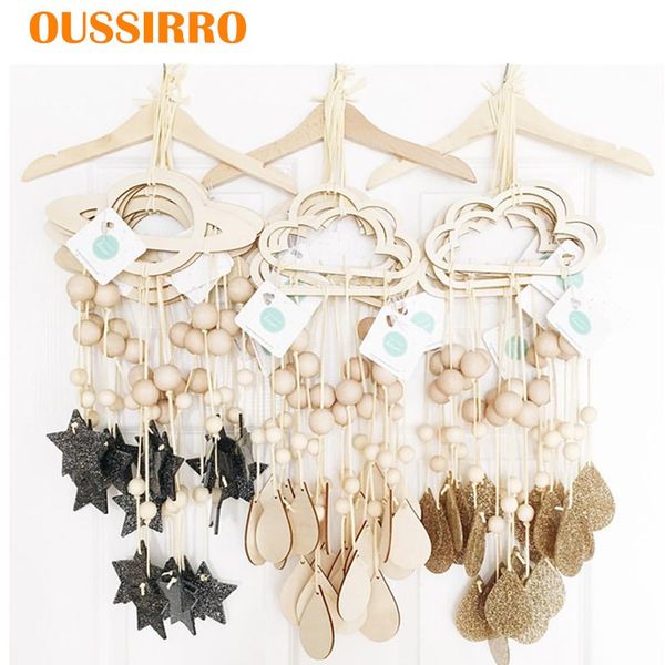 

nordic wooden car planet dream catcher star cloud raindrop hanging ornaments for baby kids room wall decor