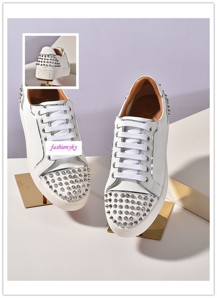 

new spike sock donna flat sneakers designer mens red bottoms shoes womens rivet spiky sock junior spikes flat shoess size 35, Black