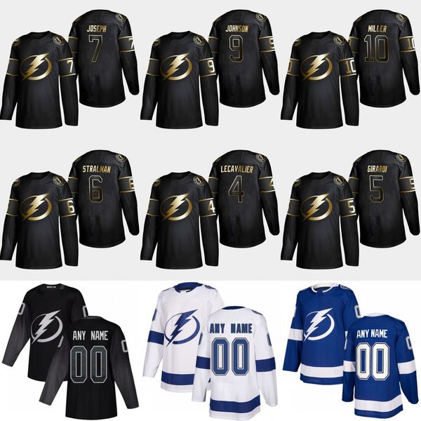 

2019 Golden Edition Tampa Bay Lightning 10 J. T. Miller Tyler 9 Johnson Mathieu Joseph Anton Stralman Dan Girardi Vincent Lecavalier Jerseys