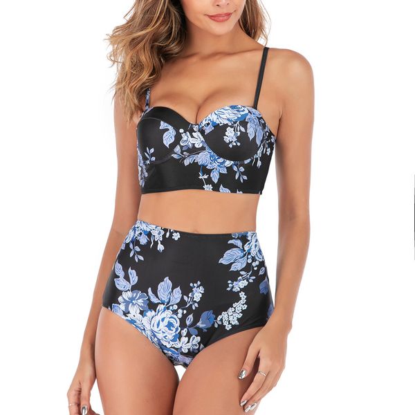 

bikinis 2019 mujer high waist bikini set swimwear women push up floral print swimsuit swimming suit for women bathing suit