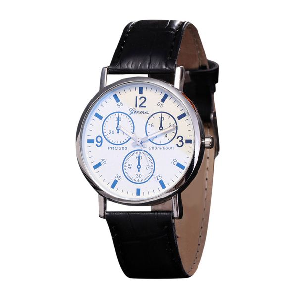 

2019 reloj hombre blue ray glass watches men neutral quartz wristwatches simulates business leather band relogio masculino watch, Slivery;brown