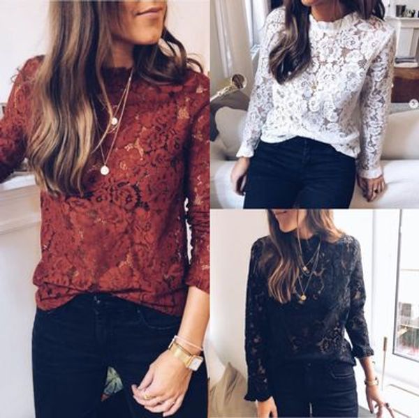 

womens lace t shirt fashion solid color womens t shirts white and black hollow out shirts womens casual spring designer t shirts