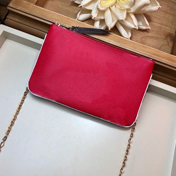 

high end customized european and american classic leisure fashion one shoulder messenger portable mini leather bag c099 double zipper bag, Red;black