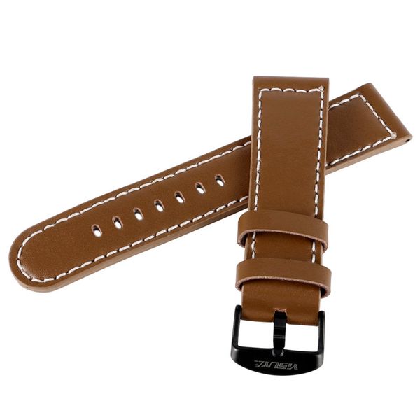 

yisuya genuine leather watchband strap 22mm pin buckle watch band brown correa de reloj men's watches replacement for hour clock, Black;brown