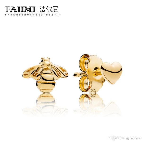 

fahmi 100% 925 sterling silver 1:1 original authentic 267071 temperament fashion glamour retro stud earring wedding women jewelry, Golden;silver