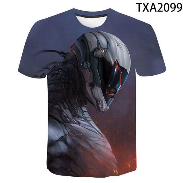 

2020 summer fashion new product cyborg 3d print science fiction t-shirt women's t-shirt men's casual children's wear, White;black