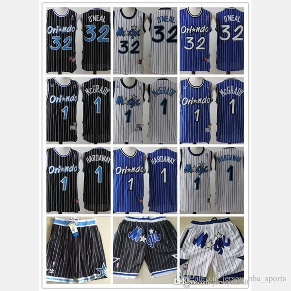 

mens orlando magic throwback jersey shaquille 32 o neal penny 1 hardaway tracy 1 mcgrady basketball shorts basketball jerseys 05, Black;red