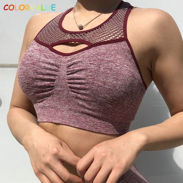 

colorvalue shockproof vest-type gym sports bra women high impact seamless fitness yoga workout bra crop athletic brassiere, White;black