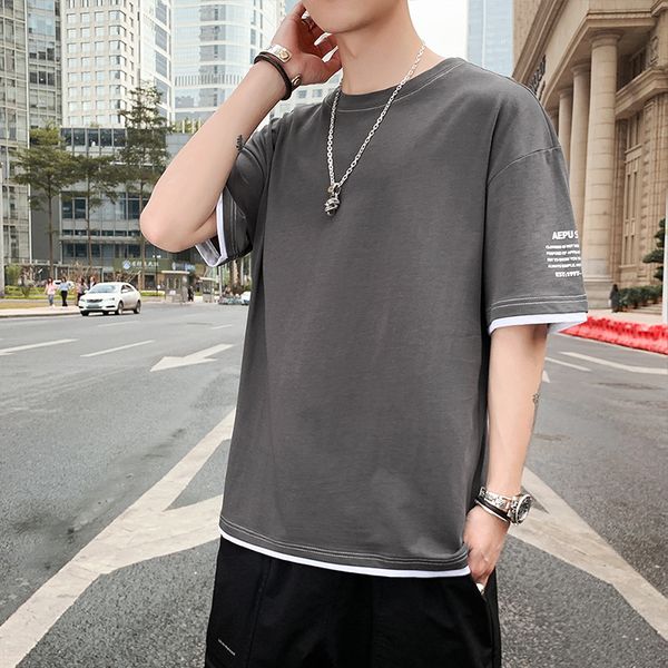 

2020 summer t-shirt men casual loose short sleeve t shirts hip hop streetwear tees male tshirt, White;black