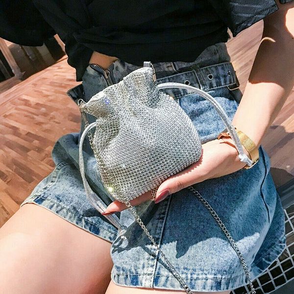 

1pc women's rhinestone diamante chain clutch handbag crossbody pouch shoulder bag