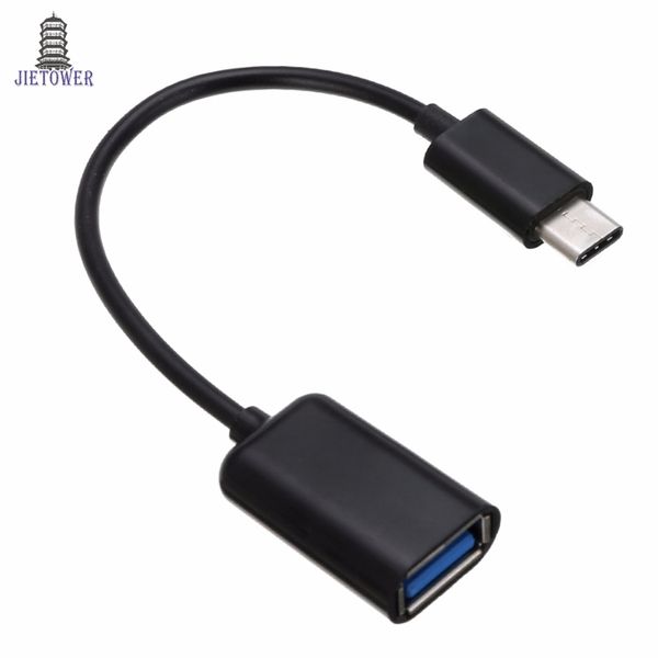 100 pcs novo tipo C OTG adaptador de cabos USB 3.1 tipo-c masculino para USB 2.0 um cabo de cabo de cabo OTG feminino adaptador de cabo branco / preto aproximadamente16.5cm