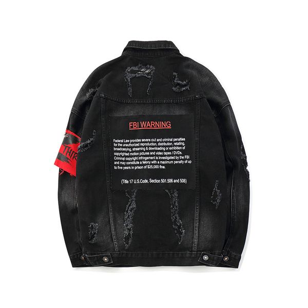 

aboorun men's hip hop denim jackets oversized embroidery ripped jeans jackets spring autumn coat for male x1526, Black;brown