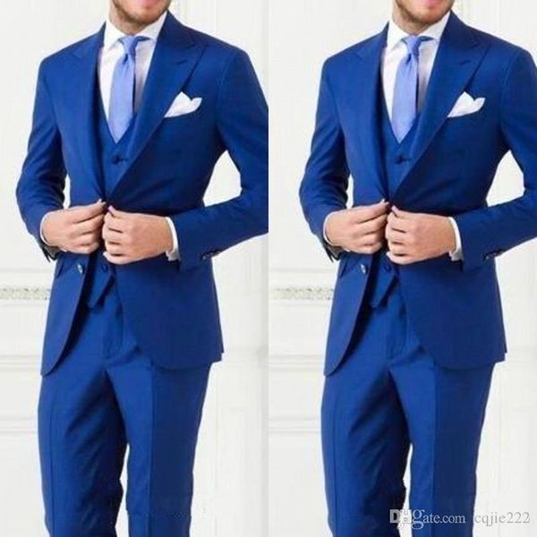 

new fashion royal blue groom tuxedos groomsmen two button peak lapel man suit wedding men's blazer suits (jacket+pants+vest+tie) 4, Black;gray